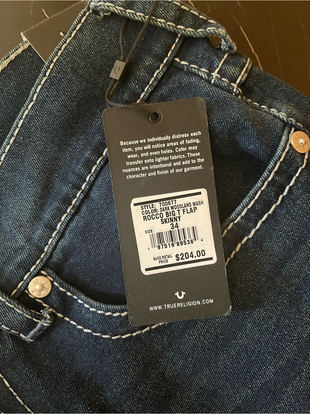 True Religion Skinny Jeans in Dark Blue with Contrast Stitching